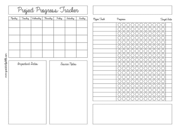 Project Planning Printable with script lettering headers – QUEST Study Skills for Free Printable Project Planner Pdf